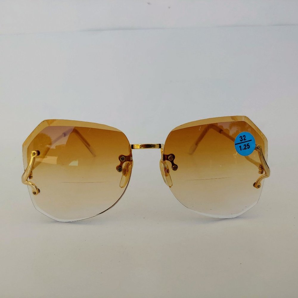NWT Vintage 90's Lady Small Dia-Cut Bi-Focal Reading Sunglasses +3.00 (Brown)
